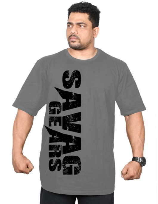 Men's Oversized Tshirt - Savage Signature - Light Grey Color