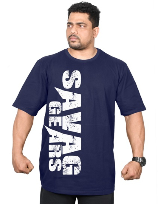 Men's Oversized Tshirt - Savage Signature - Navy Blue Color