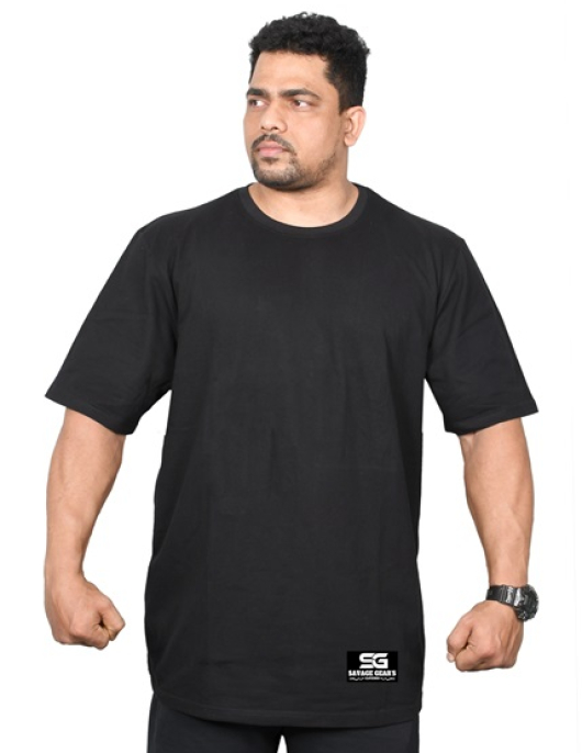 Men's Oversized Tshirt - Savage Signature - Plain Pattern -Black Color