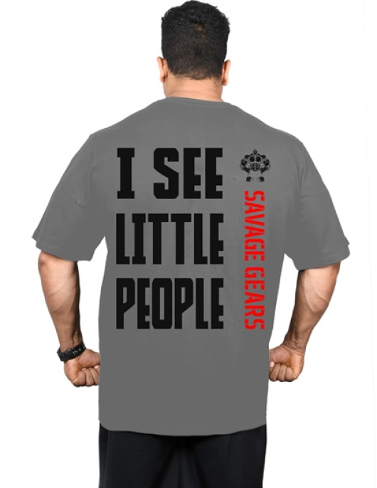 Men's Oversized Tshirt - Little People - Light Grey Color