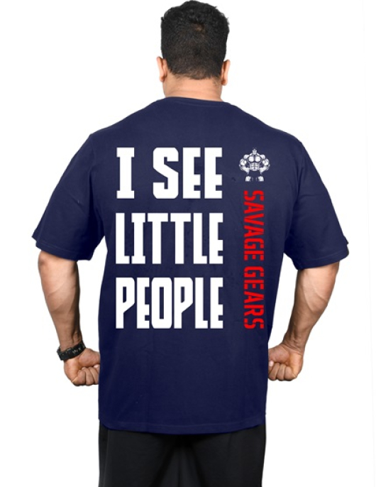 Men's Oversized Tshirt - Little People - Navy Blue Color