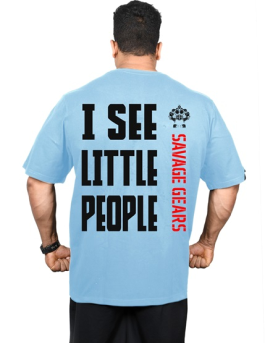 Men's Oversized Tshirt - Little People - Sky Blue Color