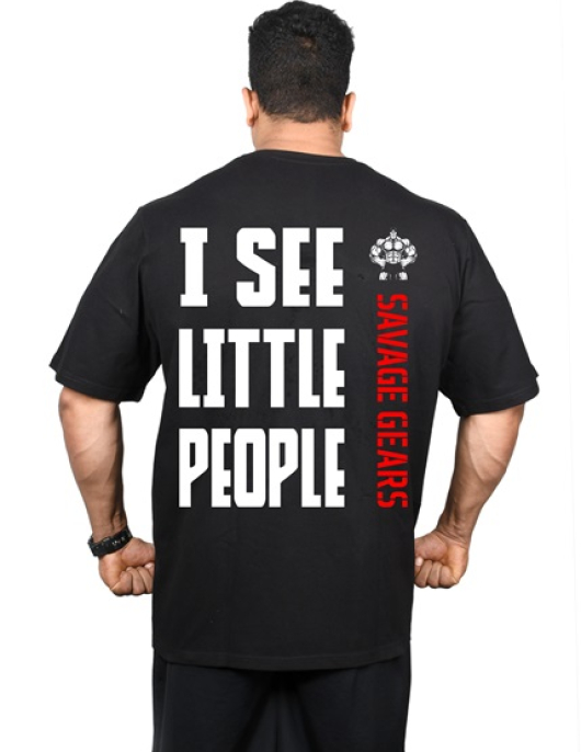 Men's Oversized Tshirt - Little People - Black Color