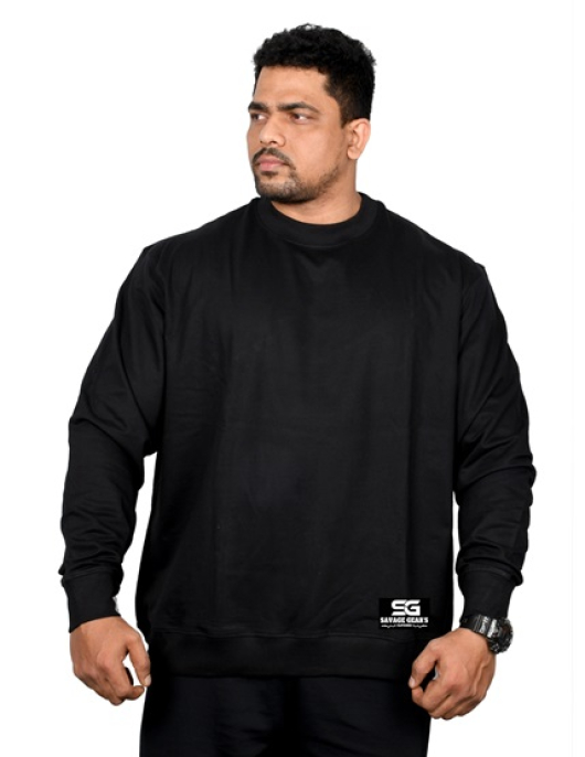 Men's Sweatshirt - Big Man - Plain Pattern - Charcoal Black