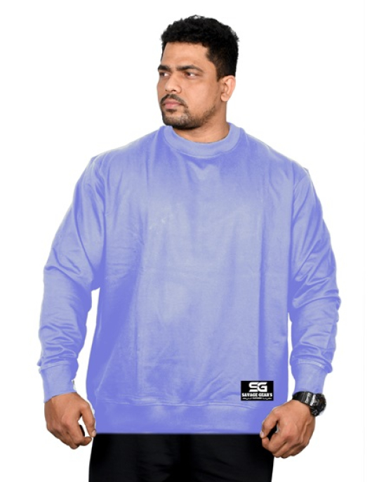 Men's Sweatshirt - Big Man - Plain Pattern - Ice Blue Color