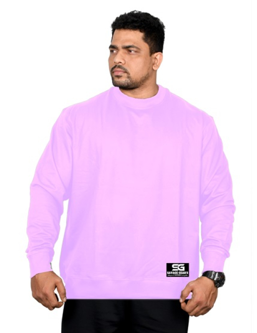 Men's Sweatshirt - Big Man - Plain Pattern - Lavender Color