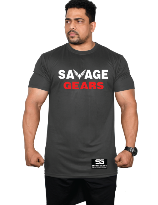 Men's Savage Gear's Dry Fit - Chest Print - Dark Grey