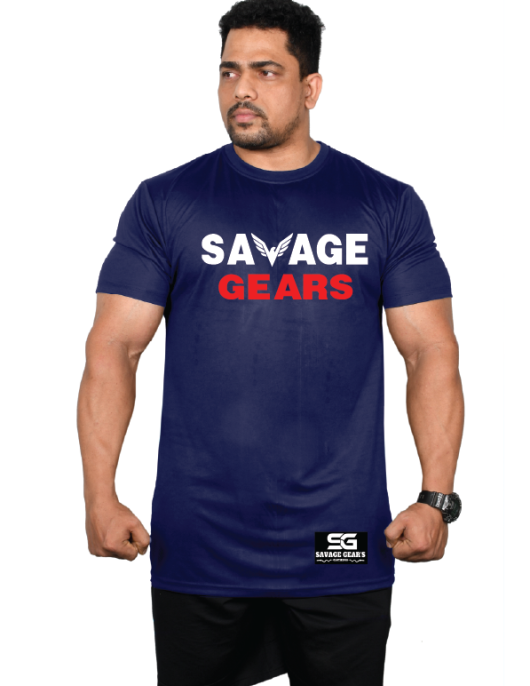 Men's Savage Gear's Dry Fit - Chest Print - Navy Blue