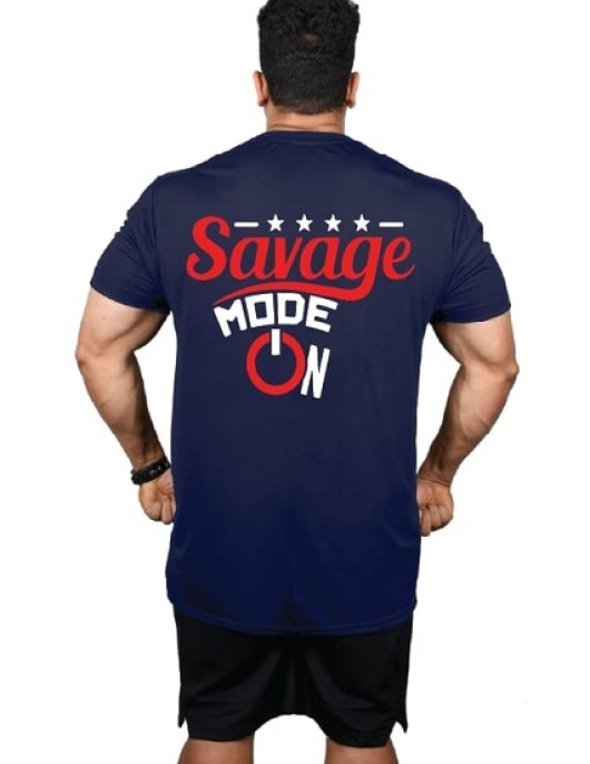 Men's Regular Fit Tshirt Savage Mode - Navy Blue