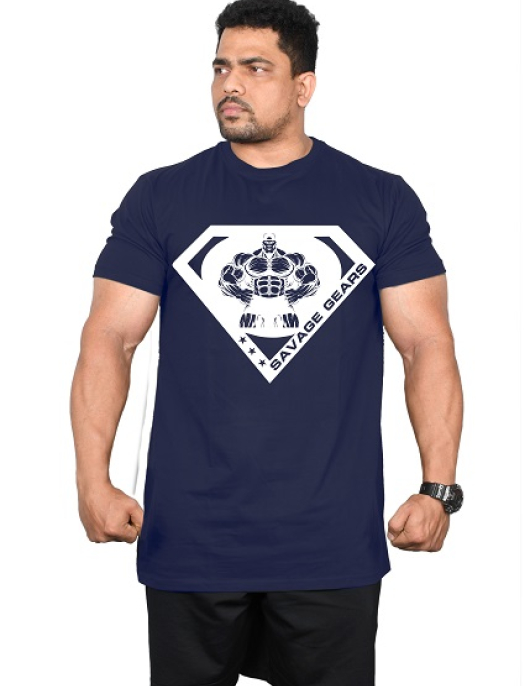 Men's Regular Fit Tshirt - Super Savage - Navy Blue